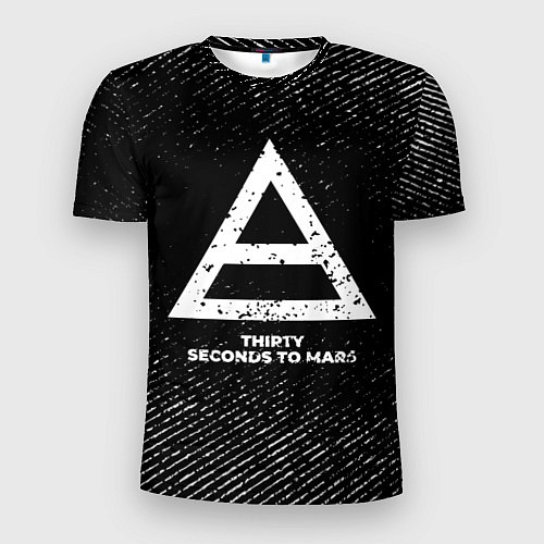 Мужская спорт-футболка Thirty Seconds to Mars с потертостями на темном фо / 3D-принт – фото 1