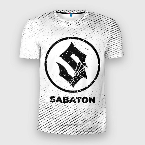 Мужская спорт-футболка Sabaton с потертостями на светлом фоне / 3D-принт – фото 1