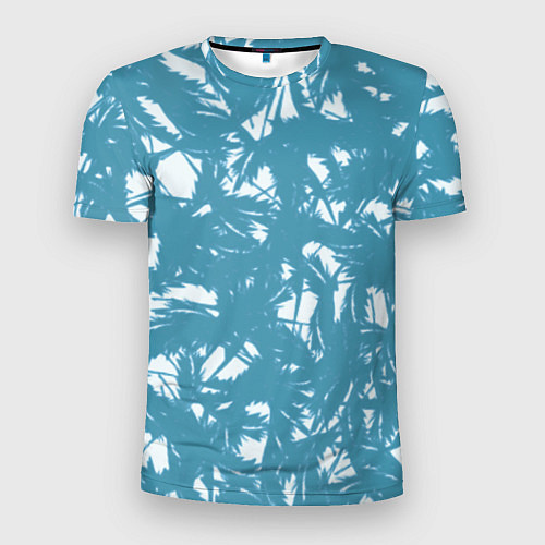 Мужская спорт-футболка Абстракция голубой листья / 3D-принт – фото 1