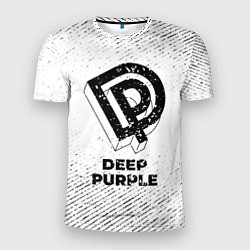 Мужская спорт-футболка Deep Purple с потертостями на светлом фоне