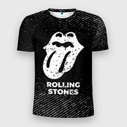 Мужская спорт-футболка Rolling Stones с потертостями на темном фоне