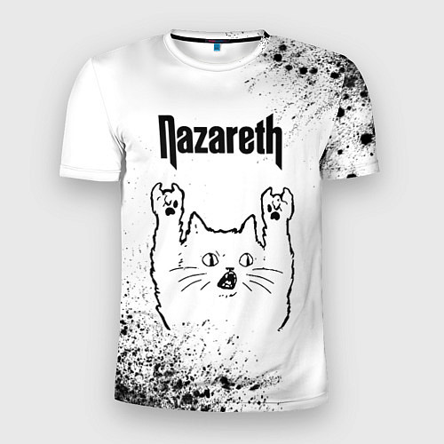 Мужская спорт-футболка Nazareth рок кот на светлом фоне / 3D-принт – фото 1