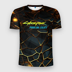 Мужская спорт-футболка Cyberpunk 2077 phantom liberty gold abstract