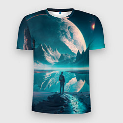 Мужская спорт-футболка Человек на неизвестной планете