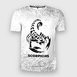 Мужская спорт-футболка Scorpions с потертостями на светлом фоне