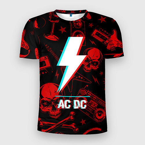 Мужская спорт-футболка AC DC rock glitch / 3D-принт – фото 1