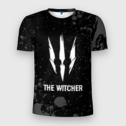 Футболка спортивная мужская The Witcher glitch на темном фоне, цвет: 3D-принт