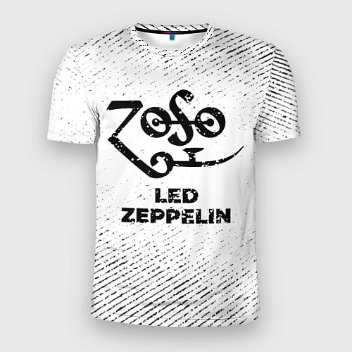 Мужская спорт-футболка Led Zeppelin с потертостями на светлом фоне / 3D-принт – фото 1