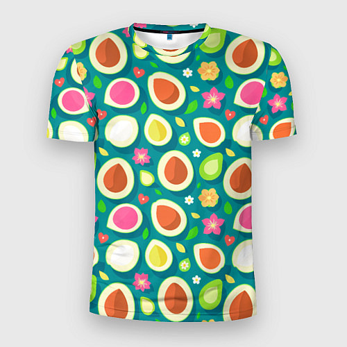 Мужская спорт-футболка Текстура авокадо и цветы / 3D-принт – фото 1