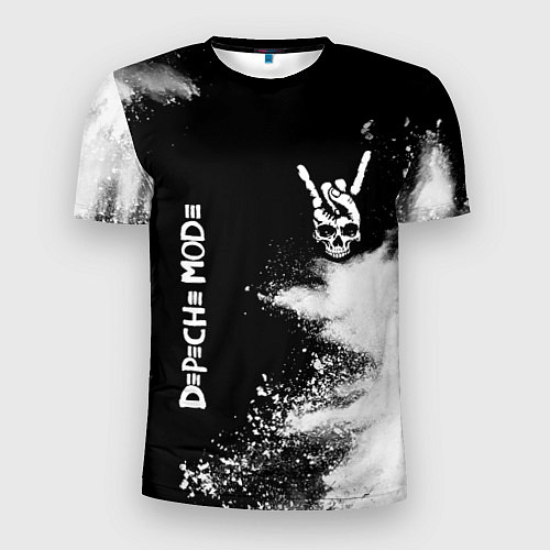 Мужская спорт-футболка Depeche Mode и рок символ на темном фоне / 3D-принт – фото 1