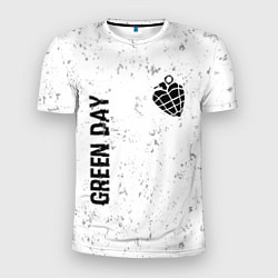 Мужская спорт-футболка Green Day glitch на светлом фоне: надпись, символ