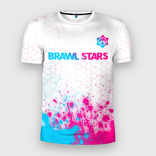 Мужская спорт-футболка Brawl Stars neon gradient style: символ сверху / 3D-принт – фото 1