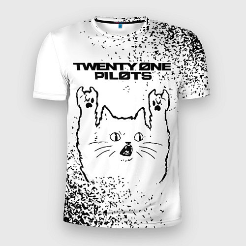 Мужская спорт-футболка Twenty One Pilots рок кот на светлом фоне / 3D-принт – фото 1