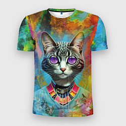 Мужская спорт-футболка Cat fashionista - neural network
