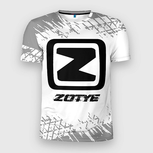 Мужская спорт-футболка Zotye speed на светлом фоне со следами шин / 3D-принт – фото 1