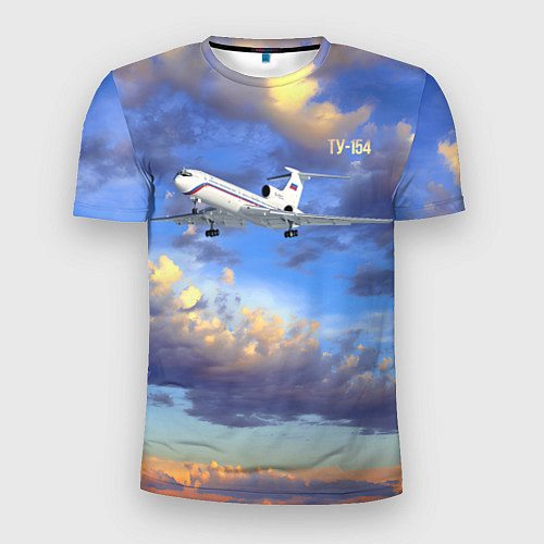 Мужская спорт-футболка Ту-154 Полет на закате / 3D-принт – фото 1