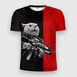 Мужская спорт-футболка Кот гангстер с m4a4