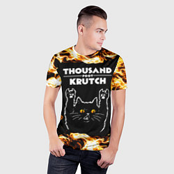 Футболка спортивная мужская Thousand Foot Krutch рок кот и огонь, цвет: 3D-принт — фото 2