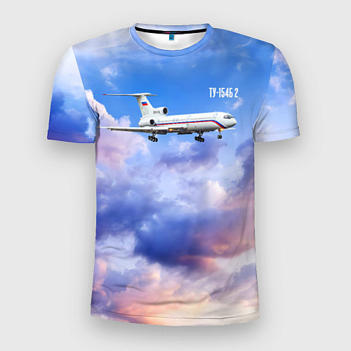 Мужская спорт-футболка Ту-154 Розовый закат / 3D-принт – фото 1