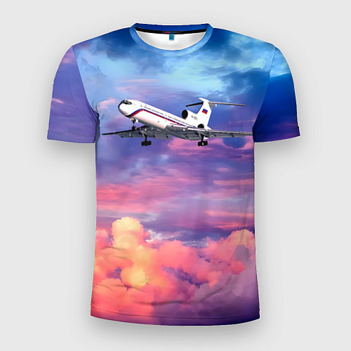 Мужская спорт-футболка Ту-154Б 2 Розовый закат / 3D-принт – фото 1