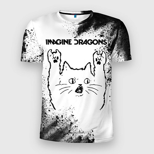 Мужская спорт-футболка Imagine Dragons рок кот на светлом фоне / 3D-принт – фото 1