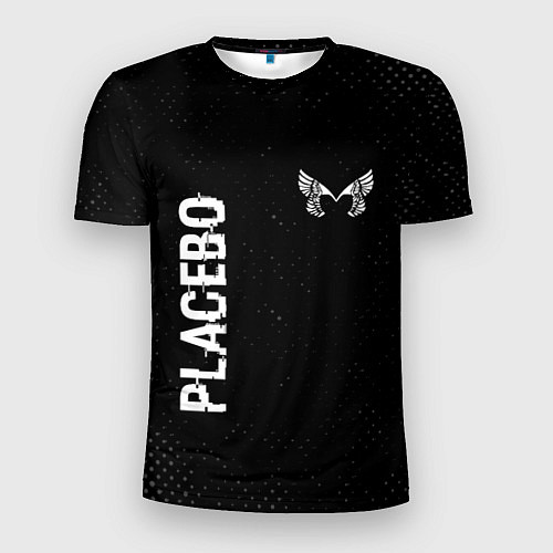 Мужская спорт-футболка Placebo glitch на темном фоне: надпись, символ / 3D-принт – фото 1