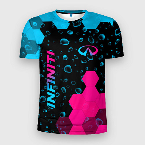 Мужская спорт-футболка Infiniti - neon gradient: надпись, символ / 3D-принт – фото 1