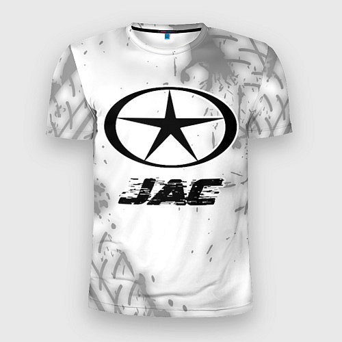 Мужская спорт-футболка JAC speed на светлом фоне со следами шин / 3D-принт – фото 1
