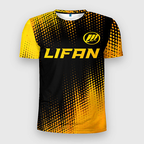 Мужская спорт-футболка Lifan - gold gradient: символ сверху / 3D-принт – фото 1