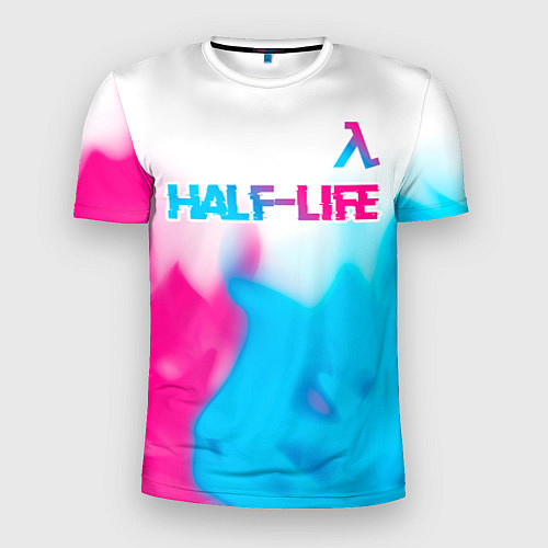 Мужская спорт-футболка Half-Life neon gradient style: символ сверху / 3D-принт – фото 1
