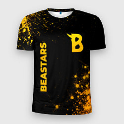 Мужская спорт-футболка Beastars - gold gradient: надпись, символ