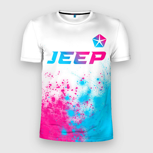 Мужская спорт-футболка Jeep neon gradient style: символ сверху / 3D-принт – фото 1