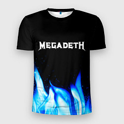 Мужская спорт-футболка Megadeth blue fire