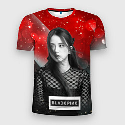 Мужская спорт-футболка Jisoo black red background