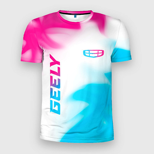 Мужская спорт-футболка Geely neon gradient style: надпись, символ / 3D-принт – фото 1