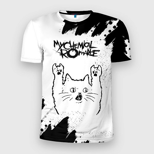 Мужская спорт-футболка My Chemical Romance рок кот на светлом фоне / 3D-принт – фото 1