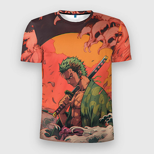 Мужская спорт-футболка Зоро на закате - One Piece / 3D-принт – фото 1