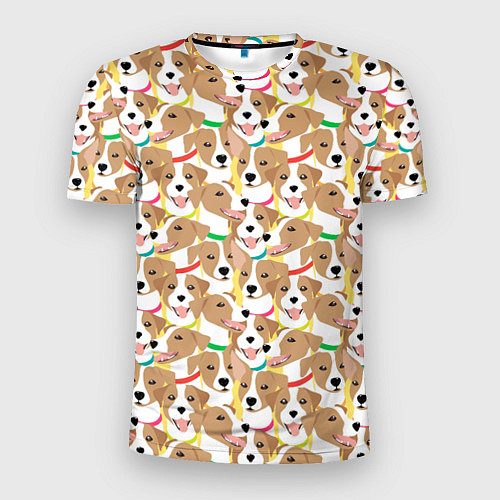 Мужская спорт-футболка Джек рассел терьер в разноцветных ошейниках / 3D-принт – фото 1