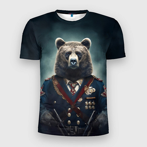Мужская спорт-футболка Русский медведь от нейросети / 3D-принт – фото 1