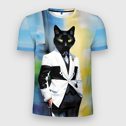 Мужская спорт-футболка Cat fashionista - neural network - pop art / 3D-принт – фото 1