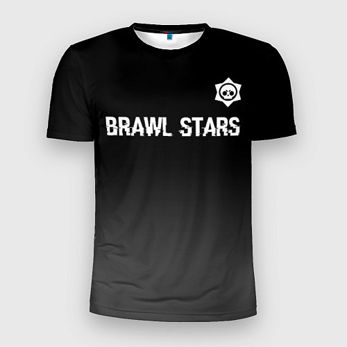 Мужская спорт-футболка Brawl Stars glitch на темном фоне: символ сверху / 3D-принт – фото 1