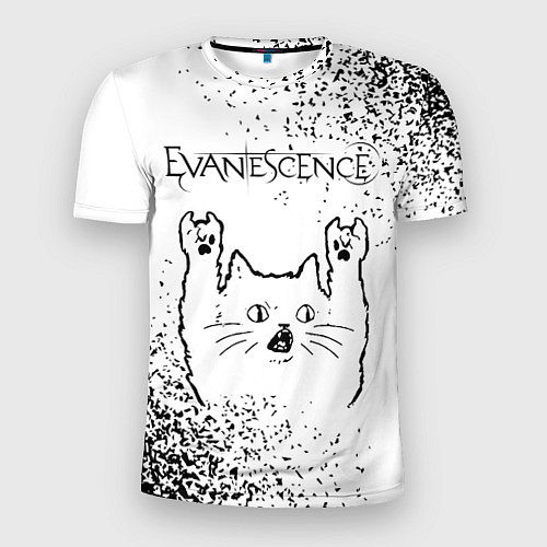 Мужская спорт-футболка Evanescence рок кот на светлом фоне / 3D-принт – фото 1