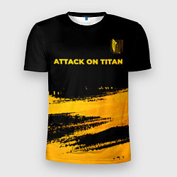Футболка спортивная мужская Attack on Titan - gold gradient: символ сверху, цвет: 3D-принт