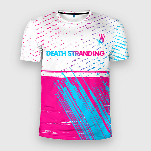 Мужская спорт-футболка Death Stranding neon gradient style: символ сверху / 3D-принт – фото 1