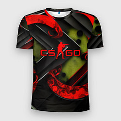 Мужская спорт-футболка CS GO abstract green red