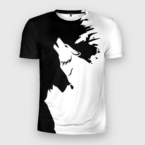 Мужская спорт-футболка Волчий вой в горах / 3D-принт – фото 1