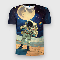 Мужская спорт-футболка Космонавт в ледяной пустыне