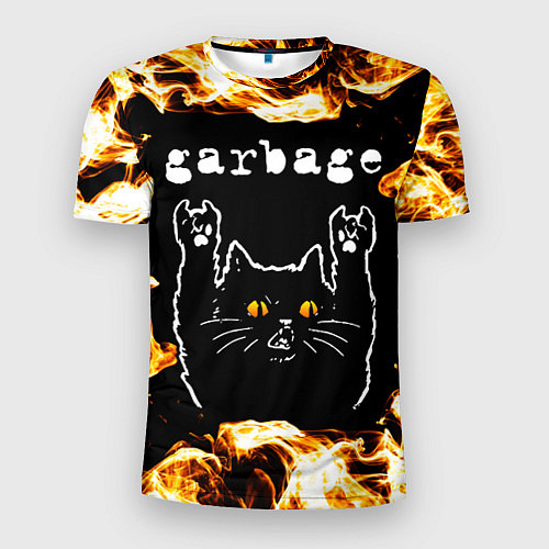 Мужская спорт-футболка Garbage рок кот и огонь / 3D-принт – фото 1