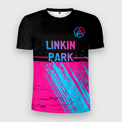 Футболка спортивная мужская Linkin Park - neon gradient: символ сверху, цвет: 3D-принт