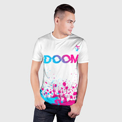 Футболка спортивная мужская Doom neon gradient style: символ сверху, цвет: 3D-принт — фото 2